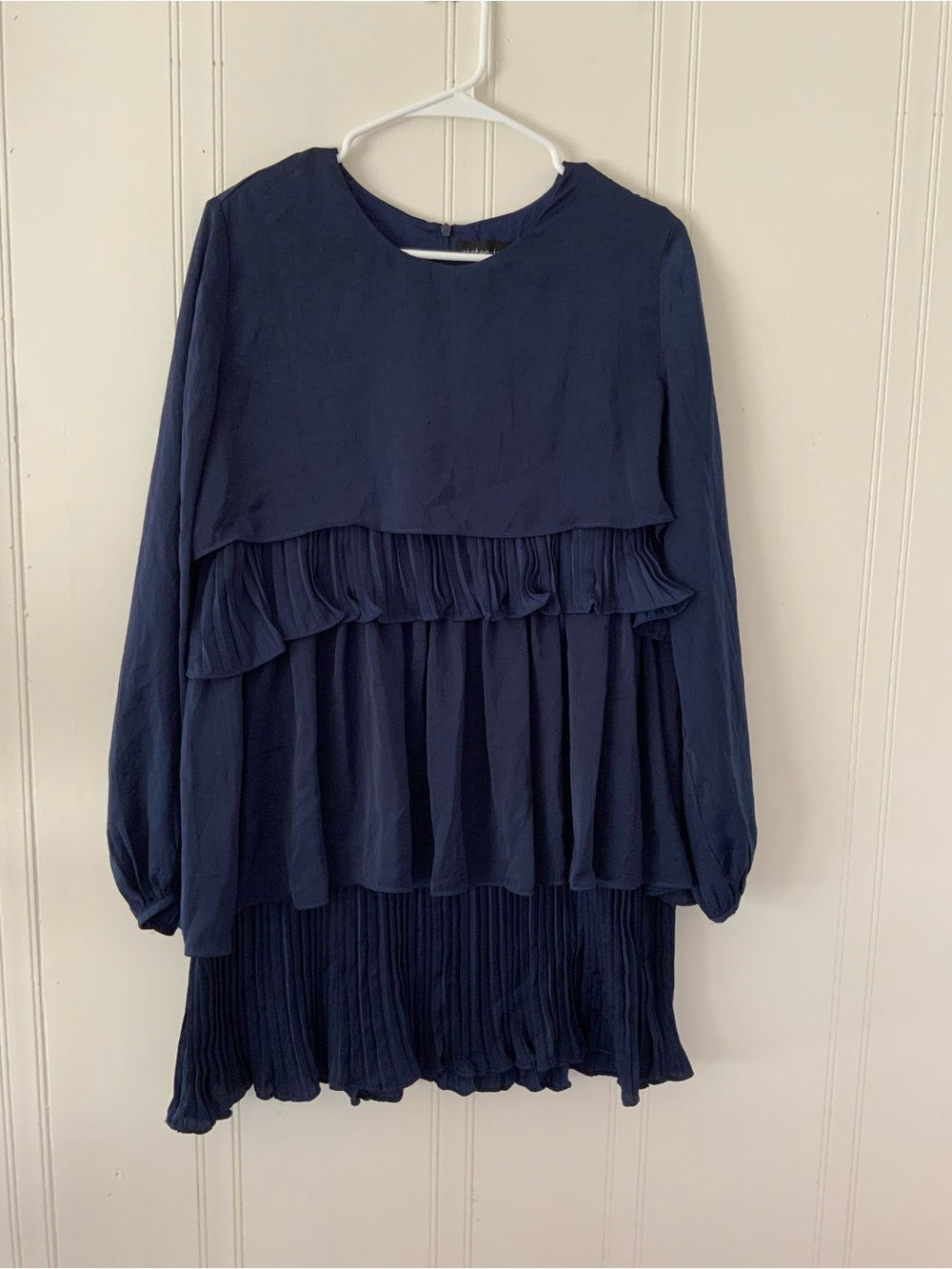 Sister Jane Navy Long Sleeve Tiered Pleat Dress